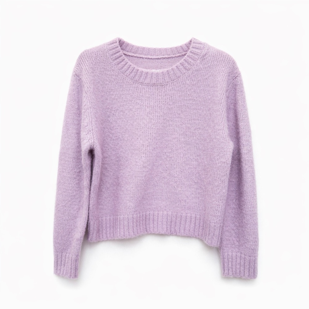 Zara Soft Lilac Lavender Crew Neck Sweater Kids